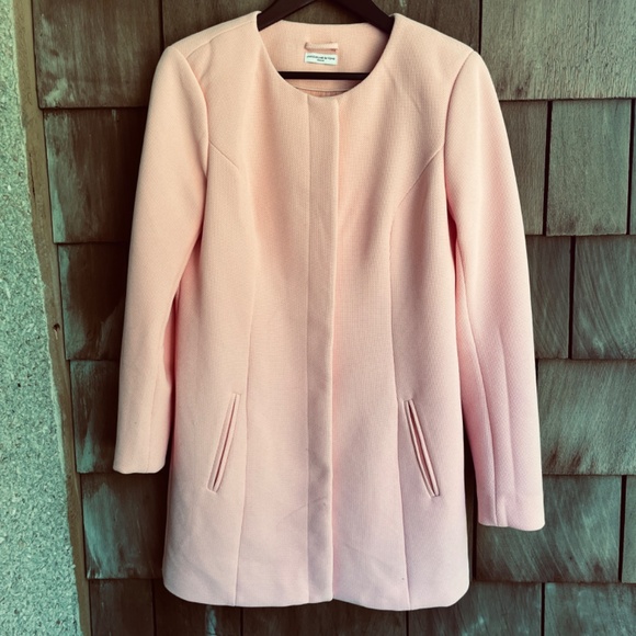Jacqueline de Yong Lined Coatigan Long Collarless Jacket Apricot Pink Size M - Picture 4 of 15